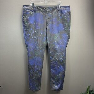 INC Denim Woman Size 18W Blue Green Abstract Print Jeans